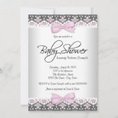 Invitation Ethnic Baby Girl Douche Baby shower dentelle rose (Dos)