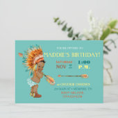 Invitation Ethnic Baby Girl Native Tribal Headdress Moccasins (Debout devant)