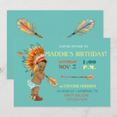 Invitation Ethnic Baby Girl Native Tribal Headdress Moccasins (Devant / Derrière)