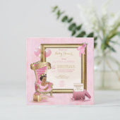 Invitation Ethnic Baby Princess Crown Gold Pink Royal (Debout devant)
