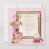 Invitation Ethnic Baby Princess Crown Gold Pink Royal (Devant)