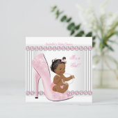 Invitation Ethnic Baby shower Girl rose Pearl Chaussures haut (Debout devant)