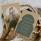 Invitation Ethnic Boho Indian Ivory Arch Sage Green Mariage