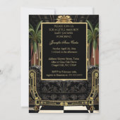 Invitation Ethnic Boy Baby Shower 1920s Art deco black gold (Dos)