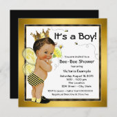 Invitation Ethnic Boy Bee Baby shower (Devant / Derrière)
