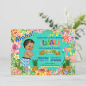 Invitation Ethnic Boy Hawaiian Luau Birthday Party (Debout devant)