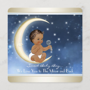 Invitation Ethnic Boy Moon and Back Baby shower