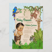 Invitation Ethnic Boy Safari Baby shower (Devant / Derrière)