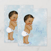 Invitation Ethnic Boy Winter Wonderland Baby shower (Devant / Derrière)