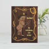 Invitation Ethnic Cowboy Baby shower rustique (Debout devant)