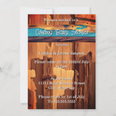 Invitation Ethnic Cute Cowboy Boy Baby Shower dogs Red Blue (Dos)