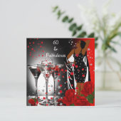 Invitation Ethnic Fabuleux 60e anniversaire Red Roses Martini (Debout devant)