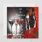 Invitation Ethnic Fabuleux 60e anniversaire Red Roses Martini (Devant)