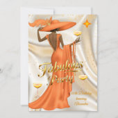 Invitation Ethnic Fabulous Birthday Orange Gold Champagne (Devant)