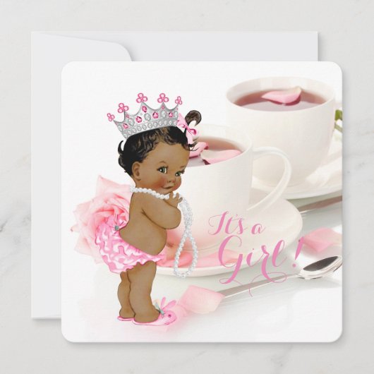 Invitation Ethnic Girl Baby shower Tea Party (Devant)