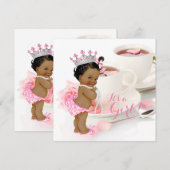 Invitation Ethnic Girl Baby shower Tea Party (Devant / Derrière)