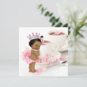 Invitation Ethnic Girl Baby shower Tea Party (Debout devant)