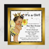 Invitation Ethnic Girl Bee Baby shower (Devant / Derrière)