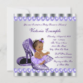 Invitation Ethnic Girl Purple Grey High Heel Shoe Baby shower (Dos)