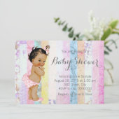 Invitation Ethnic Girl Rainbow Baby shower (Debout devant)