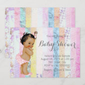 Invitation Ethnic Girl Rainbow Baby shower (Devant / Derrière)