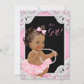 Invitation Ethnic Girl rose Black Pearl Baby Girl Show (Devant)