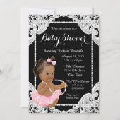 Invitation Ethnic Girl rose Black Pearl Baby shower (Dos)