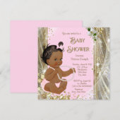 Invitation Ethnic Girl rose or Baby shower Pearl (Devant / Derrière)