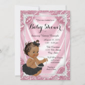 Invitation Ethnic Girl rose Pearl Black Tutu Baby shower (Dos)