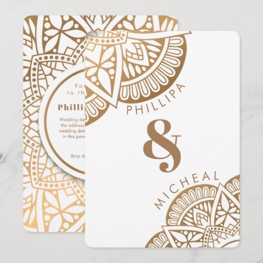 Invitation Ethnic Gold Mandala (Devant / Derrière)