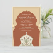 Invitation Ethnic Indian Ivory Arch Terracotta Fête des marié (Debout devant)