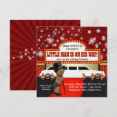 Invitation Ethnic Little Man Limousine Movie Star Baby shower (Devant / Derrière)