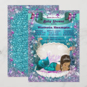 Invitation Ethnic Mermaid Princess Baby shower (Devant / Derrière)