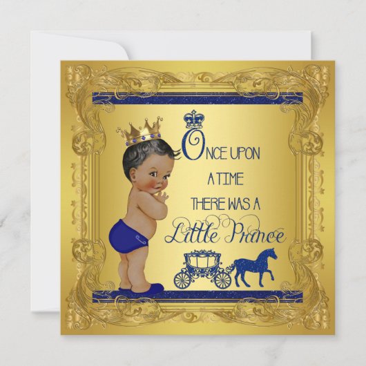 Invitation Ethnic Once upon the Time Prince Baby shower (Devant)