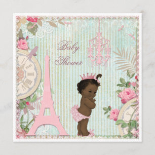 Invitation Ethnic Paris Princess Shabby Chic Baby shower