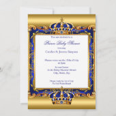 Invitation Ethnic Prince Baby shower Blue Ornate Gold (Dos)