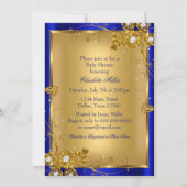 Invitation Ethnic Prince Boy Baby shower Gold Blue Floral (Dos)