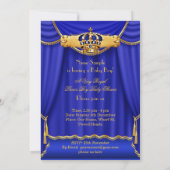 Invitation Ethnic Prince Boy Baby shower Royal Blue Draps (Dos)