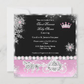 Invitation Ethnic Princess Baby shower Carriage rose noir (Dos)