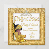 Invitation Ethnic Princess Baby shower Gold High Heure Partie (Devant)