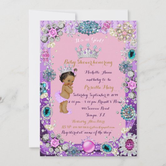 Invitation Ethnic Princess Baby shower Invitation, Princesse. (Devant)