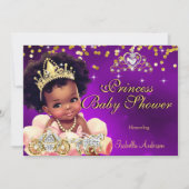 Invitation Ethnic Princess Baby shower Purple Tiara Carriage (Devant)