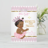 Invitation Ethnic Princess Baby shower Rose Gold Tutu (Debout devant)