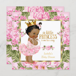 Invitation Ethnic Princess Baby shower rose or Rose Floral