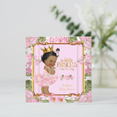 Invitation Ethnic Princess Baby shower Rose Rose Floral (Debout devant)
