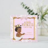 Invitation Ethnic Princess Baby shower White Rose Gold (Debout devant)