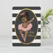 Invitation Ethnic Princess Ballerina Baby Black White Stripes (Debout devant)