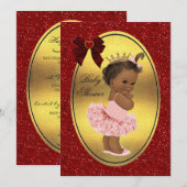 Invitation Ethnic Princess Ballerina Fake Gold Foil Parties s (Devant / Derrière)