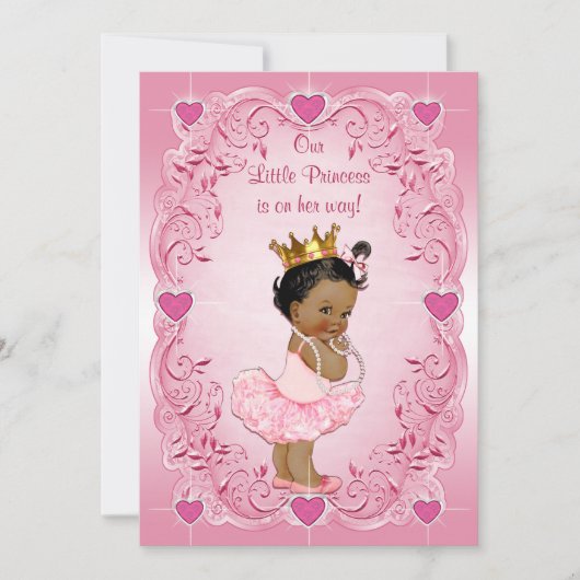 Invitation Ethnic Princess Ballerina Love Hearts Baby shower (Devant)