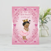 Invitation Ethnic Princess Ballerina Love Hearts Baby shower (Debout devant)